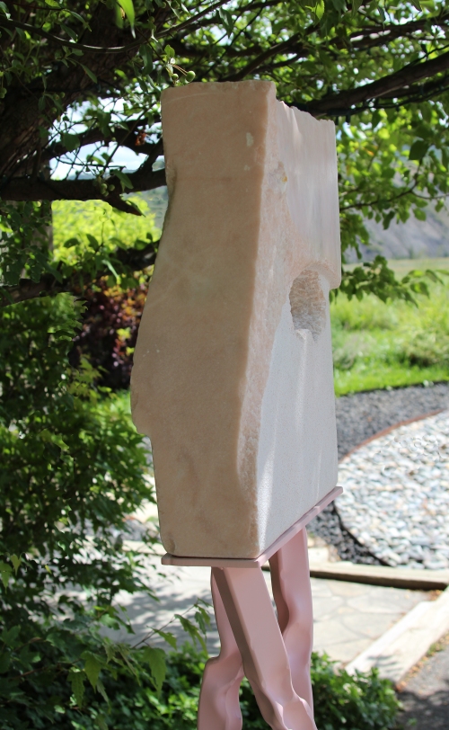 Contemporary pink marble stone sculpture Jezebel-SIDElg